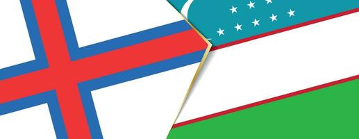 Feroe islas y Uzbekistán banderas, dos vector banderas