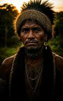 foto de salvaje bárbaro tribal con armadura , generativo ai