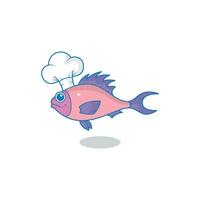 big eye fish wearing a chef's hat vector