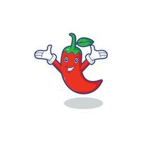 red chili mascot with stalk and smiling vector