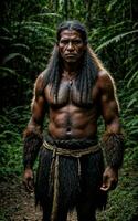 foto de salvaje bárbaro tribal con armadura , generativo ai