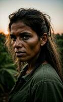 photo of savage tribal woman in the jungle, generative AI