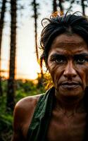 foto de salvaje tribal mujer en el selva, generativo ai