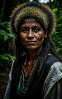 foto de salvaje tribal mujer en el selva, generativo ai