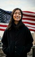 foto de americano personas con bandera, generativo ai