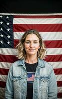 photo of american people with flag, generative AI