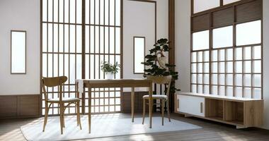 Japanese room dining table on wood floor. photo