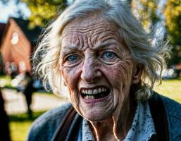photo of angry senior people in nursing home, generative AI