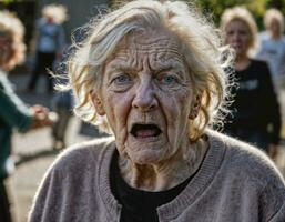 photo of angry senior people in nursing home, generative AI