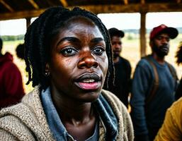 foto grupo de enojado negro esclavitud personas en americano historia , generativo ai