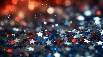 Gorgeous illustration with a curved usa flag and a sparkling mosaic. Generative Ai photo