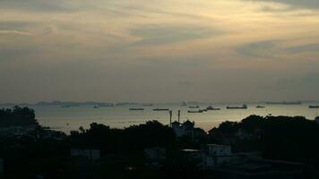 View of the sunset from the top of the building photo