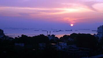 View of the sunset from the top of the building photo