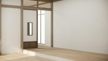 Japan style ,empty room decorated  in white room japan interior. photo