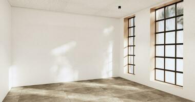 Cleaning empty room interior japandi wabi sabi style.3D rendering photo