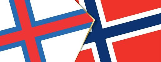 Feroe islas y Noruega banderas, dos vector banderas