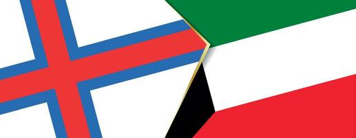 Faroe Islands and Kuwait flags, two vector flags.