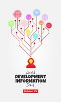 World Development Information Day poster with information technology ideas vector