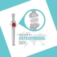 mundo osteoporosis día póster con rodilla dolor y hueso estructura detalles vector