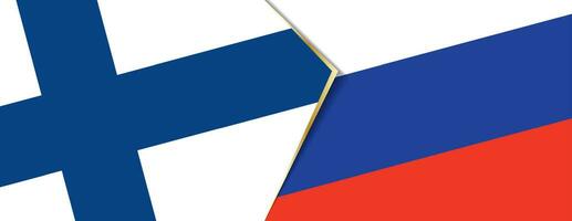 Finland and Russia flags, two vector flags.