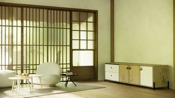 gabinete en pasillo limpiar japonés minimalista habitación interior. foto