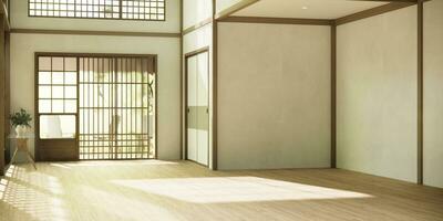 el pasillo limpiar japonés minimalista habitación interior, 3d representación foto