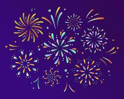 Festival fireworks explode in the night sky. vector