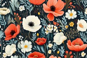seamless pattern design of summer floral. natural concept photo
