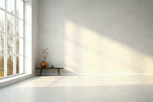 Minimal style interior room with white wall .3D rendering. generative ai. photo