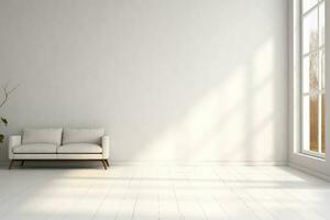 Minimal style interior room with white wall .3D rendering. generative ai. photo