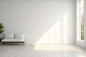 Minimal style interior room with white wall .3D rendering. generative ai. photo