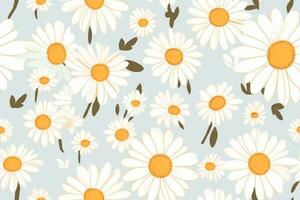 Daisy flower vector seamless pattern illusration floral background. generative ai. photo