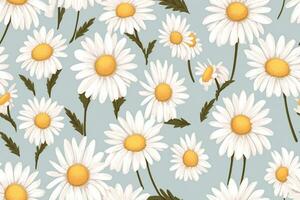 Daisy flower vector seamless pattern illusration floral background. generative ai. photo