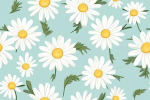 Daisy flower vector seamless pattern illusration floral background. generative ai. photo