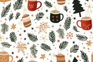 Hygge holidays cozy seamless pattern. generative ai. photo