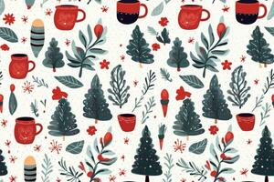 Hygge holidays cozy seamless pattern. generative ai. photo