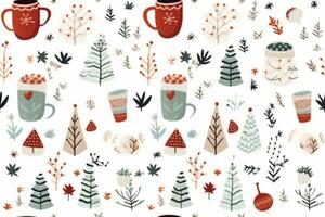 Hygge holidays cozy seamless pattern. generative ai. photo