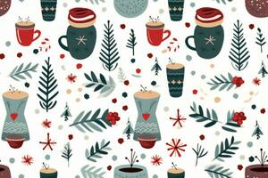 Hygge holidays cozy seamless pattern. generative ai. photo