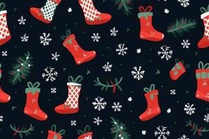 christmas boot pattern. for fabric, wrapping paper and other decoration. Vector illustration, generative ai. photo