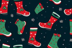 christmas boot pattern. for fabric, wrapping paper and other decoration. Vector illustration, generative ai. photo