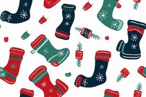 christmas boot pattern. for fabric, wrapping paper and other decoration. Vector illustration, generative ai. photo