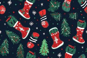 christmas boot pattern. for fabric, wrapping paper and other decoration. Vector illustration, generative ai. photo