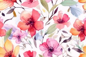 acuarela pintura vistoso salpicaduras en un blanco floral antecedentes flor hoja. generativo ai. foto