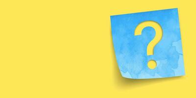 Watercolor note paper with question mark on yellow background vector