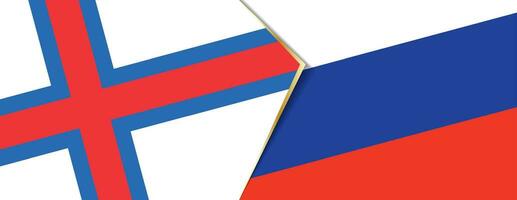 Faroe Islands and Russia flags, two vector flags.