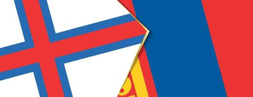 Feroe islas y Mongolia banderas, dos vector banderas