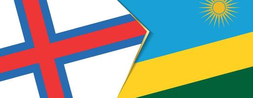 Faroe Islands and Rwanda flags, two vector flags.