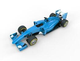 Blue Formula One Car - isolated on white background photo