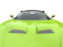 Lime green modern super car - hood closeup shot photo