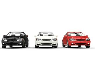 Black, White, and Red Cars Showroom photo